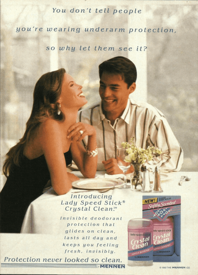 Lady Speed Stick Crystal Clean - 'Protection never looked so clean.' (1992)