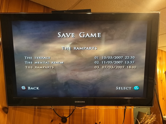 A save game screen. Most recent save 07/03/2027