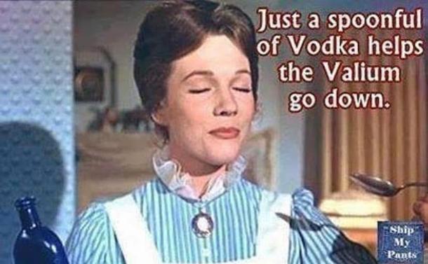 mary poppins singing just a spoonful of vodka helps the valium go down