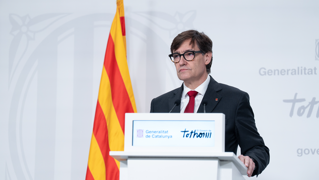 El president de la Generalitat, Salvador Illa, durant una roda de premsa per informar sobre l'apagada elèctrica (Europa Press)