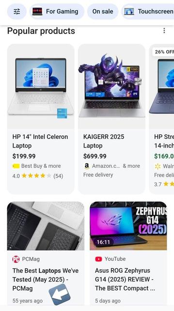 Google popular products with content and video reviews, some from 55 years ago