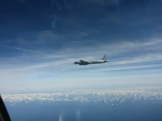 A Russian Il-20 reconnaissance plane seen from a cockpit of a German fighter jet over the Baltic Sea. Photo published on Oct. 2024