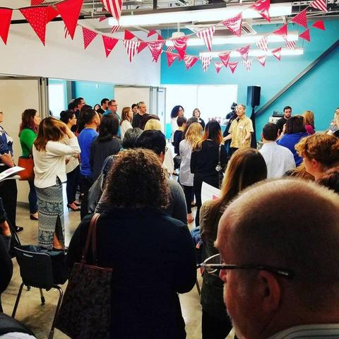 Screenshot of participants listening to facilitator Adrian Segar at the Haute Dokimazo unconference, Austin, TX, in May 2017