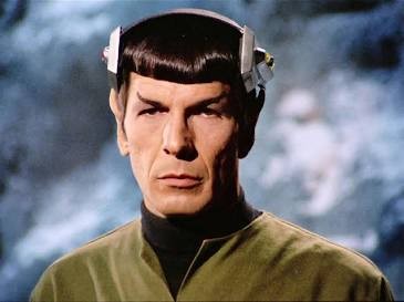Spock with a contraption wired to his head
