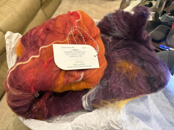 Bacon Burner - batt with colors ranging from orange to purple