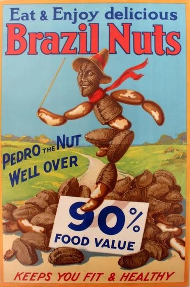 Poster advertising Brazil Nuts featuring Pedro the Nut (c. 1930)