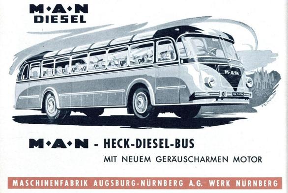 Vintage Omnibus Ad from Germany, 1955