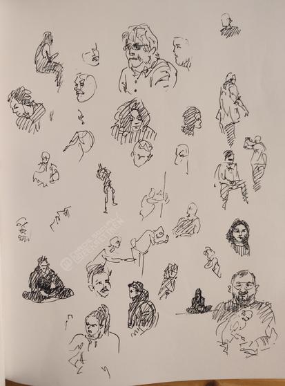 Black Fineliner on paper

Various sketches of people and faces