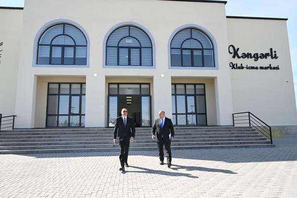 President Ilham Aliyev reviews conditions created in Kangarli village’s club-community center (PHOTO)