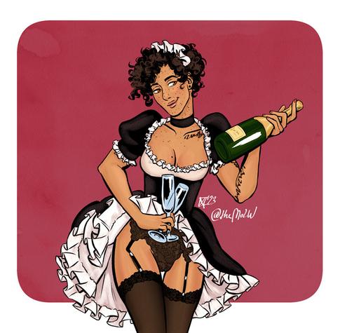 Florin in a ridiculously sexy maid costume