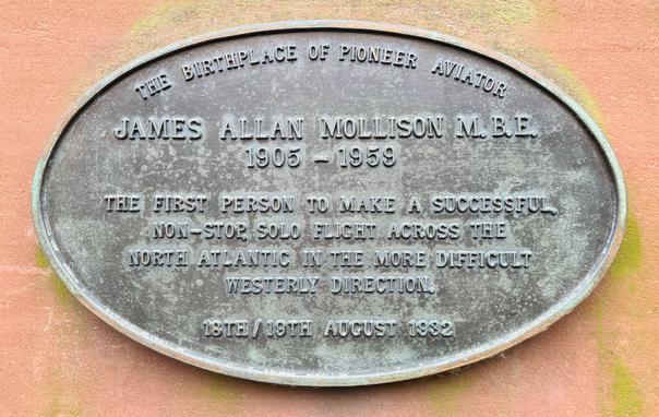 A plaque marking the birthplace of James Allan Mollison.