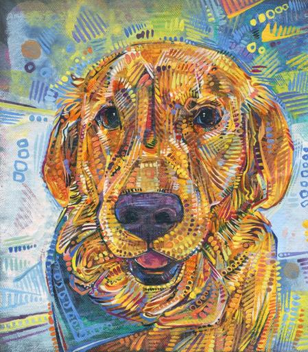 painting of a golden retriever dog