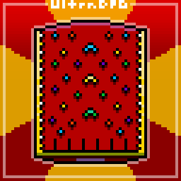 Pixel art of a red plinko board.