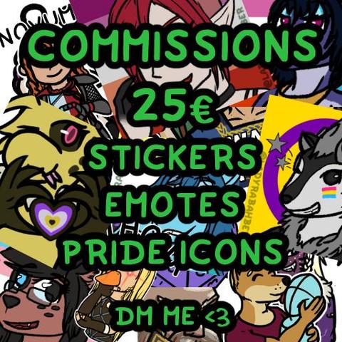 Comm Info
25€ for Emotes, Stickers and Pride Icons