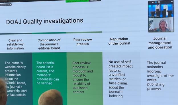 DOAJ Quality investigations

Clear and reliable key information
The journal's website clearly presents information about the editorial board, the journal's ownership, and contact details

Composition of the journal's editorial board
The editorial board list is current, and members' credentials can be verified

Peer review process
Peer review process is thorough and robust to ensure the reliability of published content

Reputation of the journal
No use of self-created impact factors, unverified metrics, or false claims about the journal's indexing

Journal management and operation
The journal maintains rigorous oversight of the entire publishing process