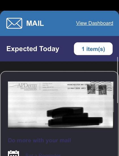 Screenshot from the informed delivery email the USPS sends to show me the mail they scanned for me.

I blacked out the name and address here because it’s not me, but it’s my next-door neighbor.   It clearly has her address on it, if her mail ends up in my mailbox maybe it was a scanning error, like hers was stuck to mine even though I don’t have any mail here.  Idk it’s creepy.