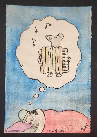 Little mouse dreams of playing the accordion