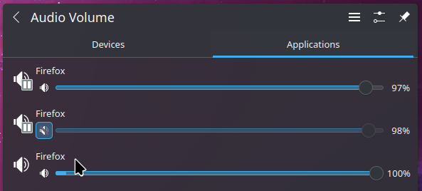 KDE Plasma systray volume control