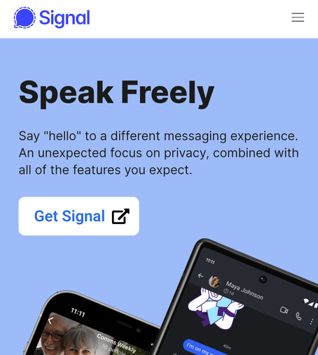 Home page of signal.org