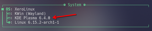 Screenshot showing Plasma 6.4 version