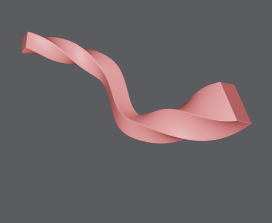 Screenshot of the SDF Modeler 3D editor, showing a twisted spline with a square profile / cross-section.