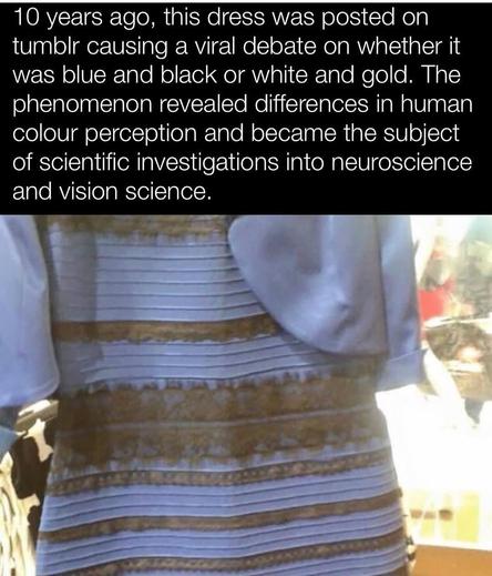 The white and gold robe from 10 years ago, the one that was black and blue