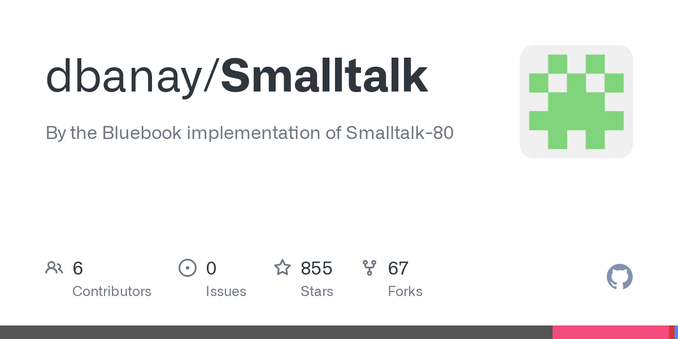 By the Bluebook implementation of Smalltalk-80. Contribute to dbanay/Smalltalk development by creating an account on GitHub. By the Bluebook implementation of Smalltalk-80. Contribute to dbanay/Smalltalk development by creating an account on GitHub.