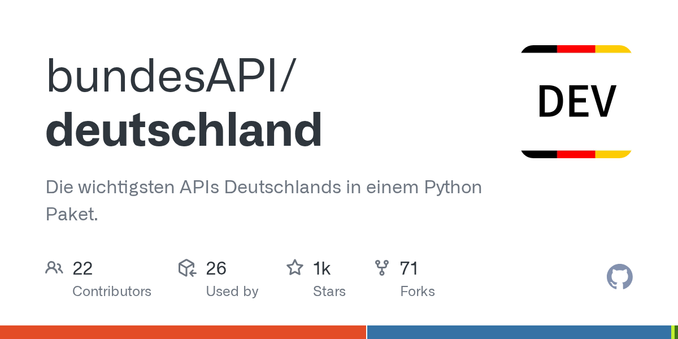 Die wichtigsten APIs Deutschlands in einem Python Paket. - bundesAPI/deutschland