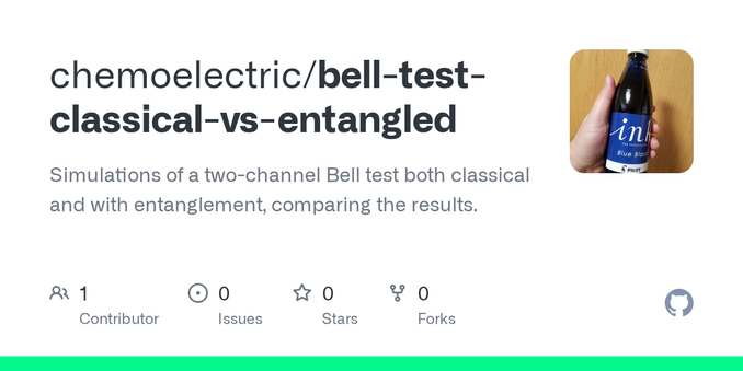 Simulations of a two-channel Bell test both classical and with entanglement, comparing the results. - chemoelectric/bell-test-classical-vs-entangled