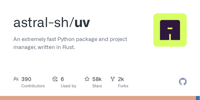An extremely fast Python package and project manager, written in Rust. - astral-sh/uv An extremely fast Python package and project manager, written in Rust. - astral-sh/uv