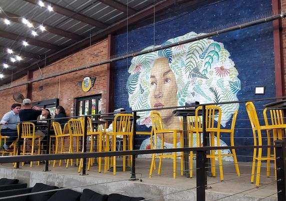 Mural and eating area Mother Road Market Tulsa OK