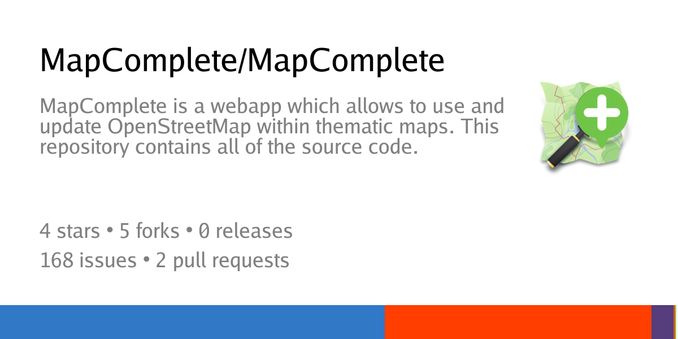 Summary card of repository MapComplete/MapComplete