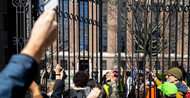 Threats to Harvard funding, detained international students draw 200 protesters to campus