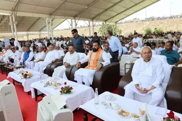 Chief Minister Nitish Kumar attending the Indian Air Force's 'Surya Kiran' aerobatic team's display event.