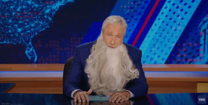 Jon Stewart dons a Gandalf-esque beard on 'The Daily Show'