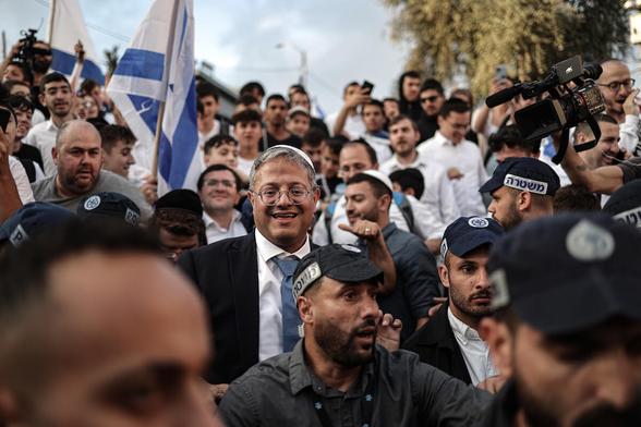 Israeli Minister of National security Itamar Ben-Gvir attends the flag parade marking Jerusalem Day, an annual event during which Israeli nationalists celebrate the Israeli conquest of East Jerusalem following the 1967 Six-Day War, May 18, 2023. (Photo: Ilia Yefimovich/dpa via ZUMA Press/APAimages)