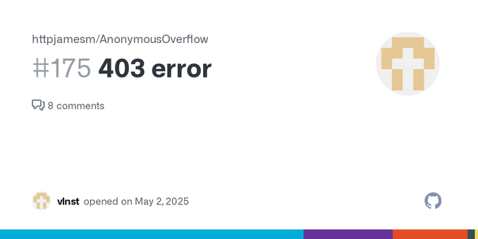 What's Happening? Error: Received a non-OK status code 403 when trying to use AnonymousOverflow. It seems upstream started using CloudFlare and this is causing issues How to reproduce: Go to any in...