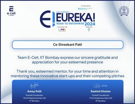 Shreekant Patil Startup India Mentor at IIT Bombay Eureka