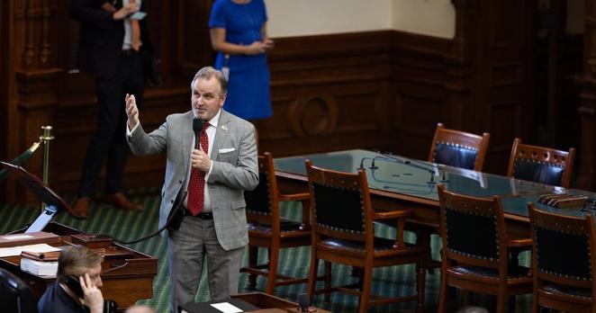 State Sen. Bryan Hughes, R-Mineola, speaks on the Senate floor on March 25, 2025.