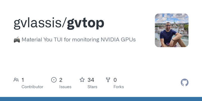 🎮 Material You TUI for monitoring NVIDIA GPUs. Contribute to gvlassis/gvtop development by creating an account on GitHub.