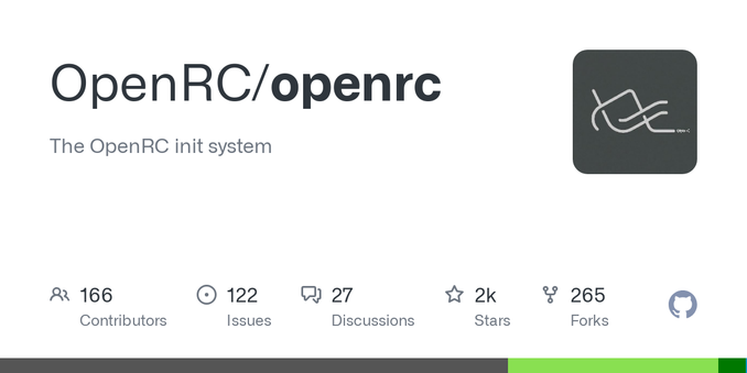 The OpenRC init system. Contribute to OpenRC/openrc development by creating an account on GitHub.