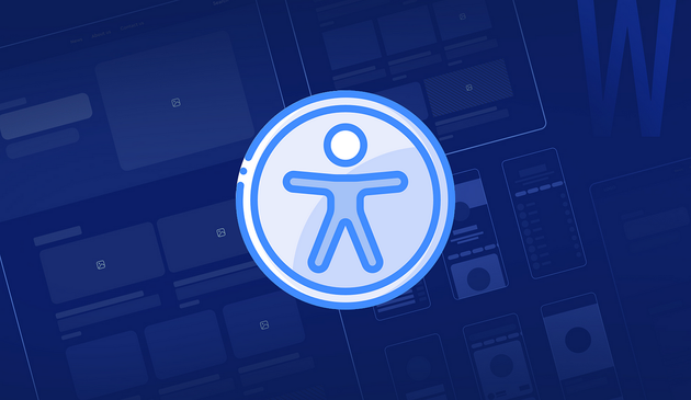 UX wireframes with an accessibility icon in the middle-center