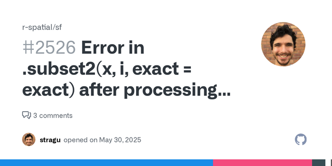 Describe the bug After the first time the object is processed with dplyr::mutate(), sf errors in subset2. If the same dplyr code is run one more (which should not create a different object at all??...