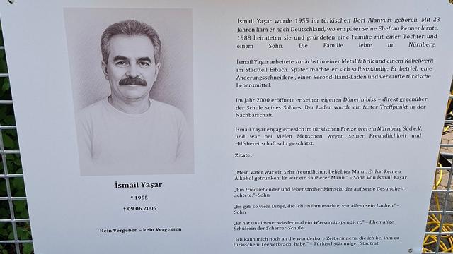 Eine Gedenktafel für Ismail Yaşar.
