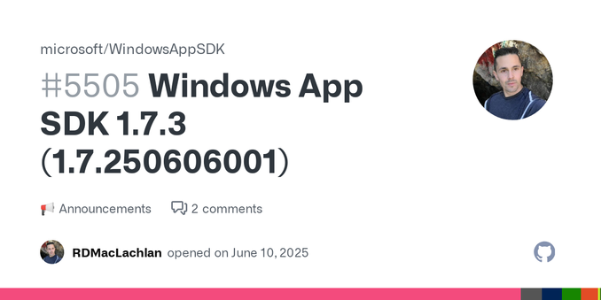 Windows App SDK 1.7.3 (1.7.250606001) WinAppSDK 1.7.3 is the latest stable version of WinAppSDK providing new features and improvements to the platform. WinAppSDK 1.7.3 introduces exciting new feat...