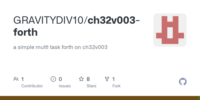 a simple multi task forth on ch32v003. Contribute to GRAVITYDIV10/ch32v003-forth development by creating an account on GitHub.