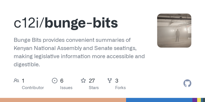 Bunge Bits provides convenient summaries of Kenyan National Assembly and Senate seatings, making legislative information more accessible and digestible. - c12i/bunge-bits