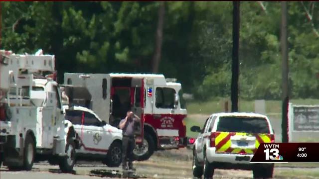 Highway reopen after contractor shocked on Sylacauga power line job sparks gas-fed fire