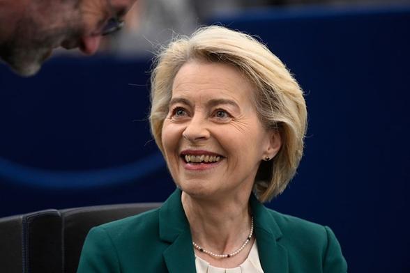 European Commission president Ursula von der Leyen before delivering a speech on the preparation for the EU–China Summit, Tuesday, July 8, 2025 at the European Parliament in Strasbourg, eastern France (AP)