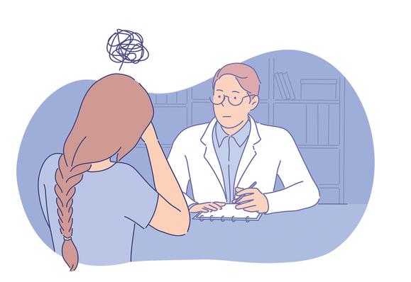 An illustration of a woman pursuing an AuDHD diagnosis.
